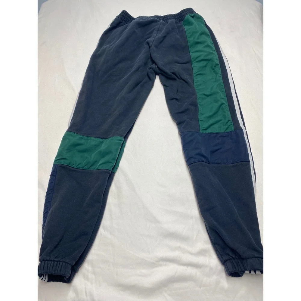 Adidas Originals Mens black Green Colorblock Stripe Jogger Sweatpants S flaw